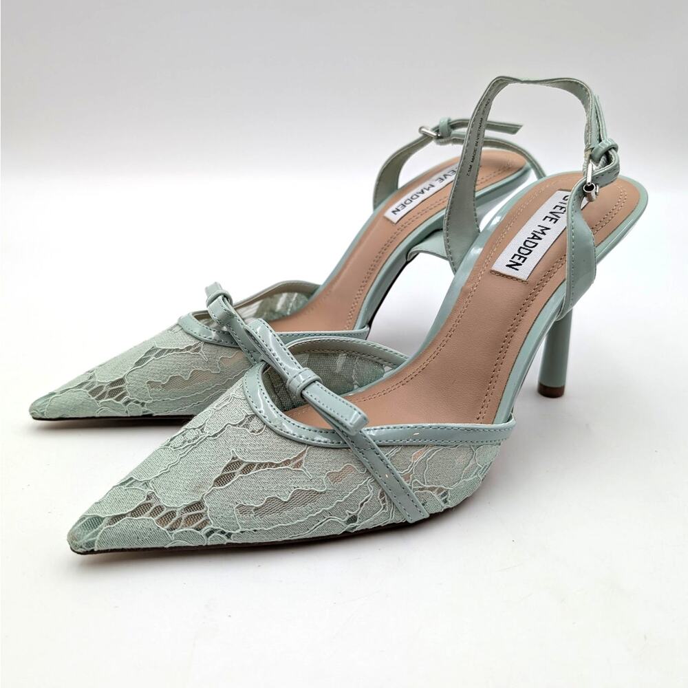 Steve Madden Sereena Lace Slingback Pump Women's Mint Green Size US7.5M EU38
